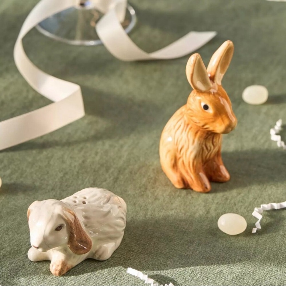 Anthropologie Canterbury Easter bunny salt and pepper shakers